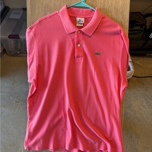 Lacoste Men's Pink Polo Shirt Size 7 (XL)